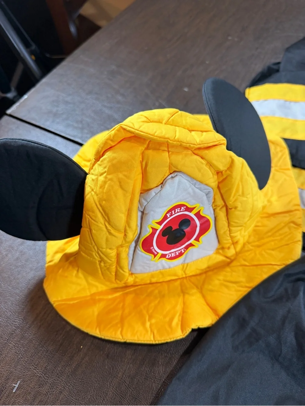 Disney Mickey Mouse Black & Yellow Firefighter Costume with Hat Sz XS